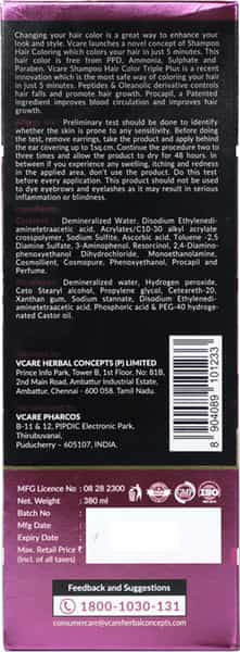 Vcare Shampoo Hair Color - Black - No Ppd - 380Ml