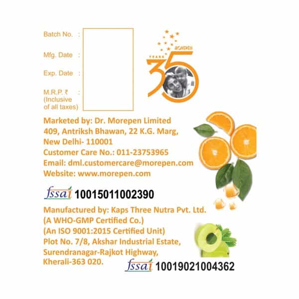 Dr. Morepen Immunity Fizz No Added Sugar | Vitamin C Zinc & Amla | Effervescent Tablets | 20 No's