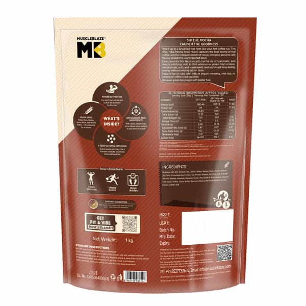 Muscleblaze High Protein Muesli (Blue Tokai Mocha Brew | 1Kg) | 24G Protein