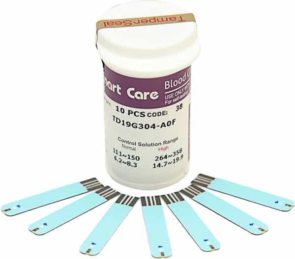 Smart Care Blood Glucose Meter 10 Smart Care Test Strips 10 Lancets Lancing Device