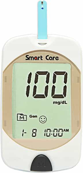 Smart Care Blood Glucose Meter 10 Smart Care Test Strips 10 Lancets Lancing Device
