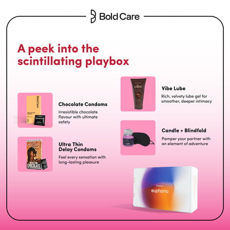 Bold Care Euphoria Couples Kit For Date Nights |Condoms | Lubes & Accessories (5 Items)|Gifting Set