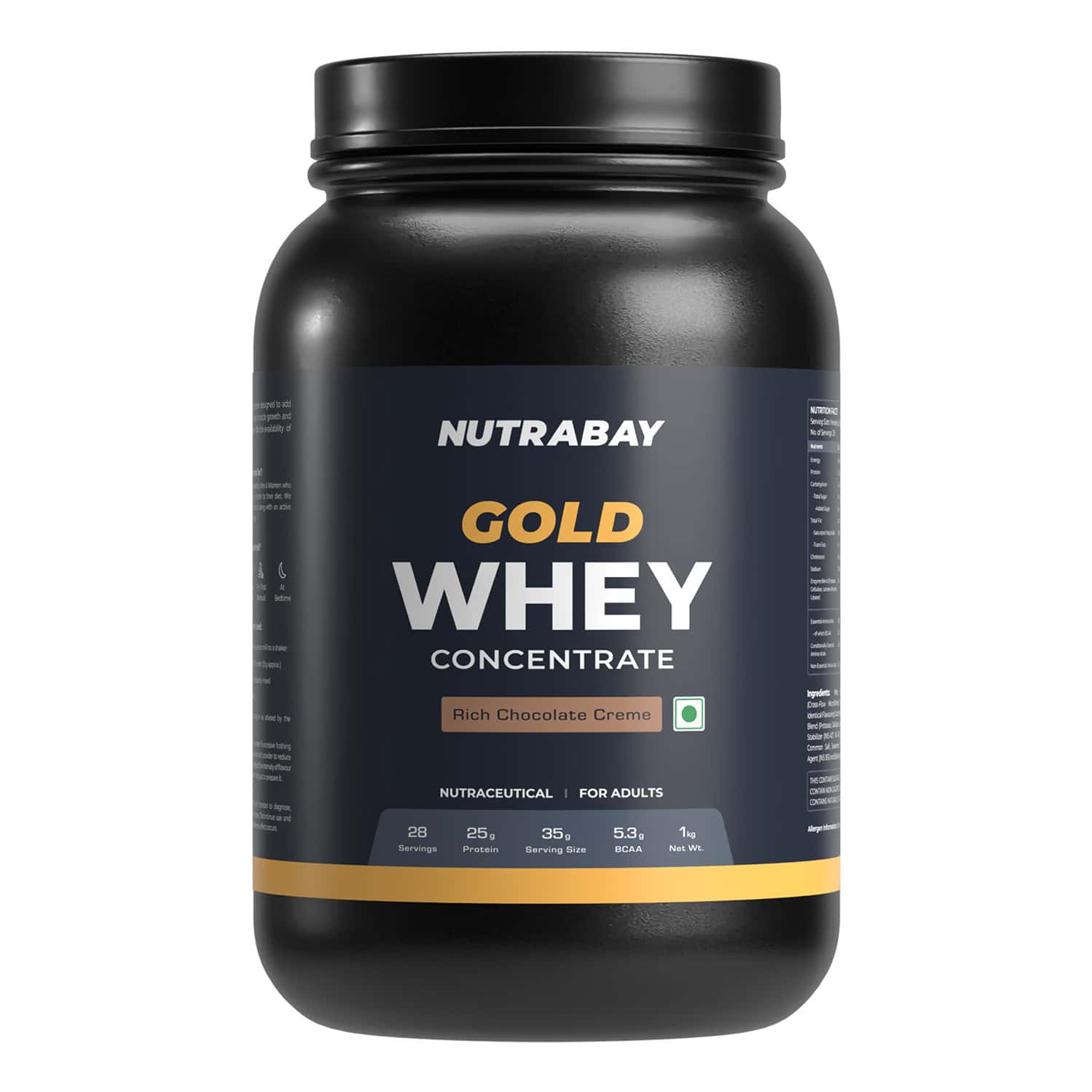 Nutrabay Gold 100% Whey Protein Concentrate Rich Chocolate Creme - 1kg