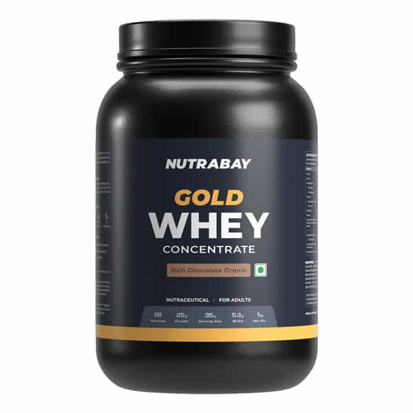 Nutrabay Gold 100% Whey Protein Concentrate Rich Chocolate Creme - 1Kg