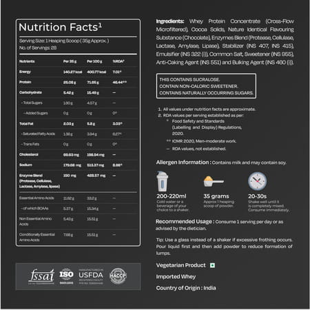 Nutrabay Gold 100% Whey Protein Concentrate Rich Chocolate Creme - 1kg