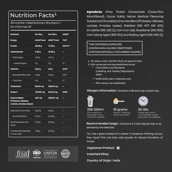Nutrabay Gold 100% Whey Protein Concentrate Rich Chocolate Creme - 1Kg
