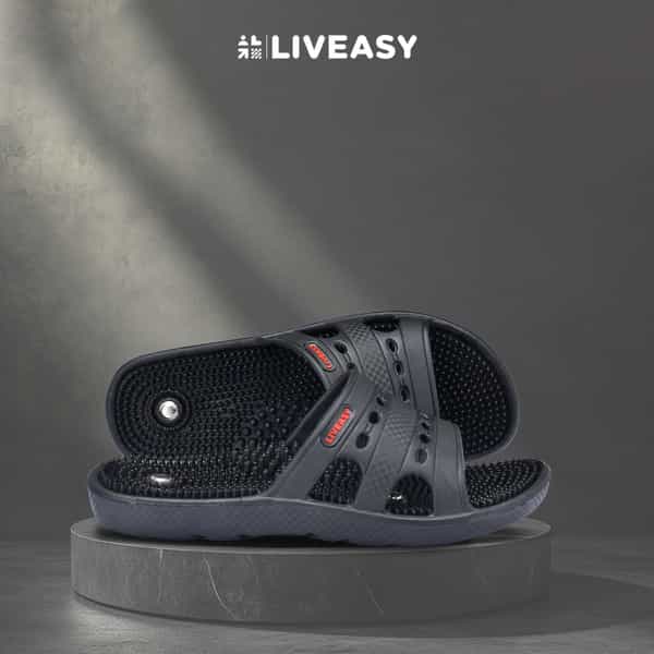 Liveasy Ortho Care Acupressure Slippers - Women (Black) Size 7