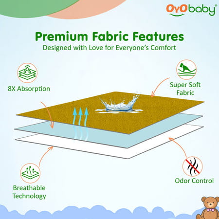 Oyo Baby Waterproof Bed Protector Baby Dry Sheet Large Golden (100 Cm X 140 Cm)