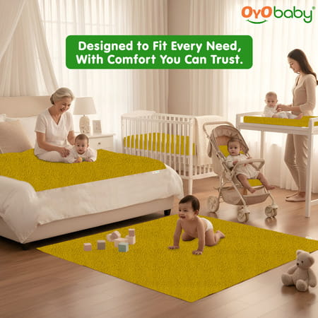 Oyo Baby Waterproof Bed Protector Baby Dry Sheet Large Golden (100 Cm X 140 Cm)