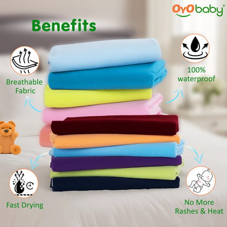 Oyo Baby Waterproof Bed Protector Baby Dry Sheet Large Golden (100 Cm X 140 Cm)