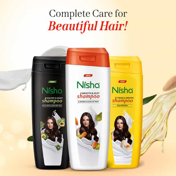 Nisha Smooth & Silky Shampoo 340Ml | Almond & Olive Actives Shampoo For Soft Silky Hair
