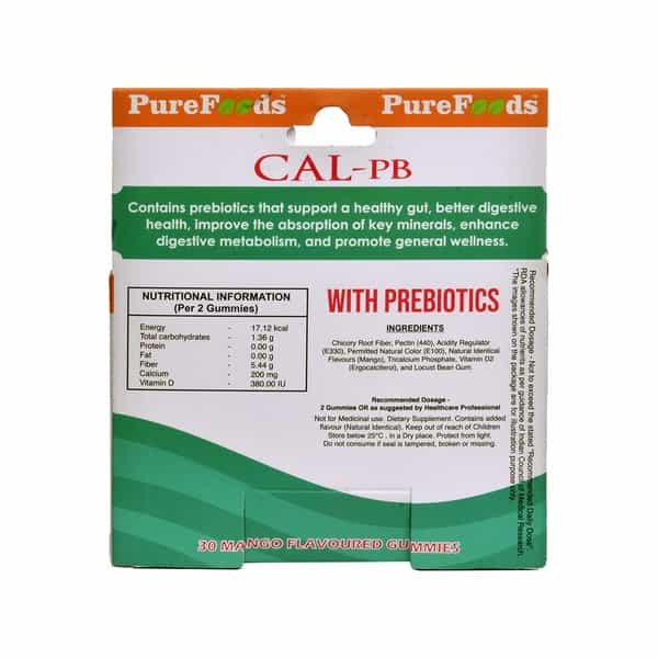 Purefoods Cal - Pb Calcium + Vitamin D Sugar Free Gummies For Kids With Prebiotics - 30 Gummies