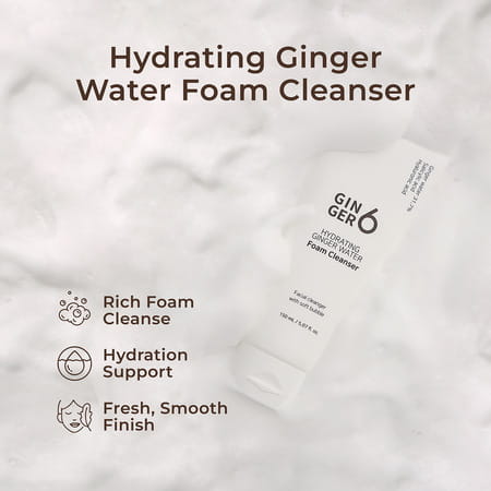 Ginger6 Hydrating Ginger Water Foam Cleanser With Salicylic Acid And Hyaluronic Acid - 150Ml
