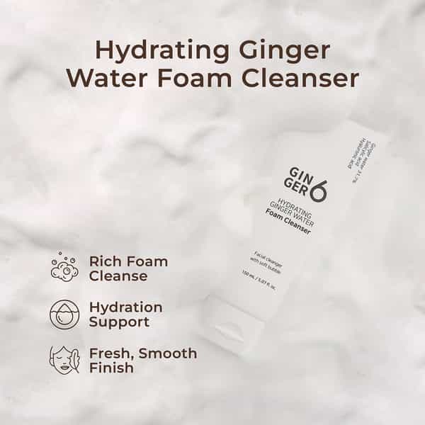 Ginger6 Hydrating Ginger Water Foam Cleanser With Salicylic Acid And Hyaluronic Acid - 150Ml