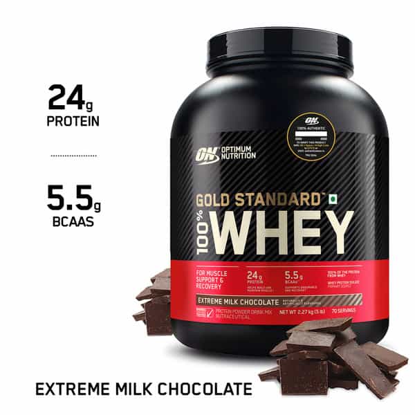 Optimum Nutrition (On) Gold Standard 100% Whey Protein Extreme Milk Chocolate 5 Lbs | 2.27Kg Powder