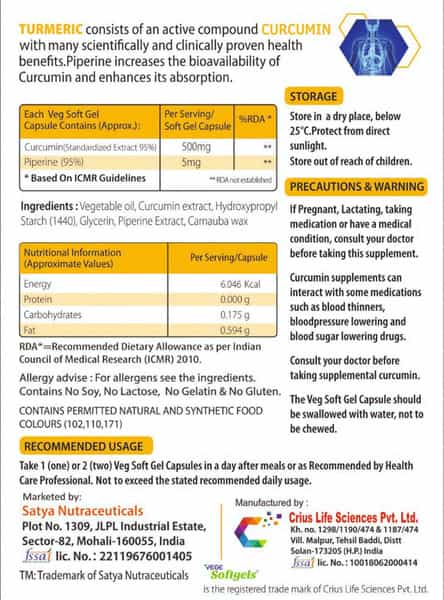 Origins Nutra Turmeric Curcumin With Piperine Extract (30 Softgels)