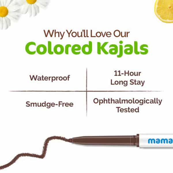 Mamaearth Charcoal Brown Long Stay Kajal Brown Waterproof | Smudge-Free Stay (Black | 0.35 Gm)