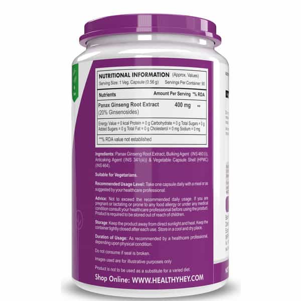 Healthyhey Nutrition Panax Ginseng - 90 Vegetable Capsules