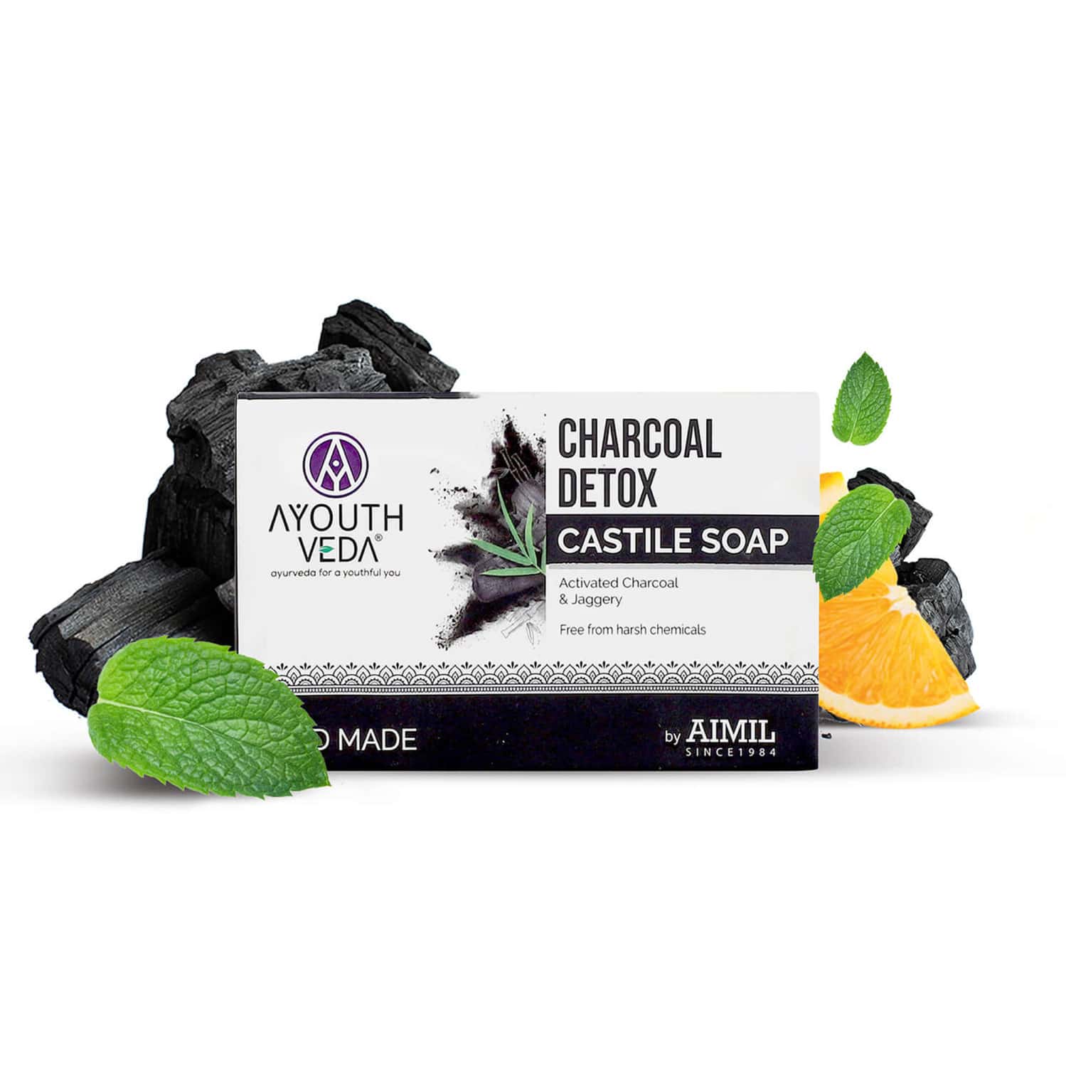 Buy AYOUTHVEDA CHARCOAL DETOX HANDMADE CASTILE SOAP | JAGGERY