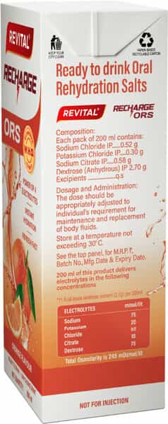 Revital Recharge Ors Orange Flavour Tetrapack 200 Ml