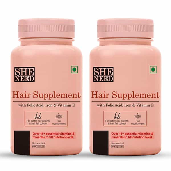 Sheneed Hair Supplement With 11+Nutrients- Vit-B9 & Vit-E (Pack Of 2)