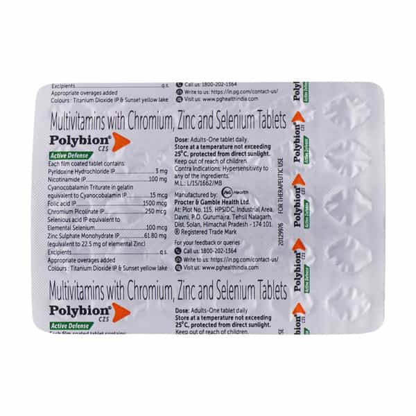 Polybion Czs Active Defence | Vit B + Zinc | Supports Immunity | Strip Of 30 Tablets