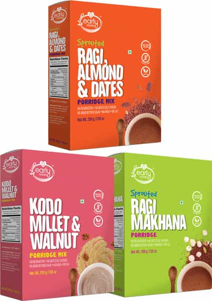 Early Foods Combo Of 3 Organic Millet Porridges - Dinner Cereal Combo For Kids