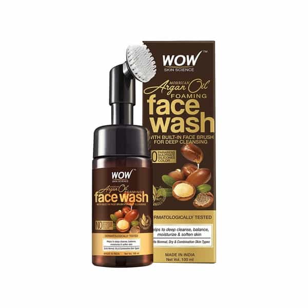 Wow Skin Science Moroccan Argan Oil Face Wash With Built-In Brush - 100 Ml