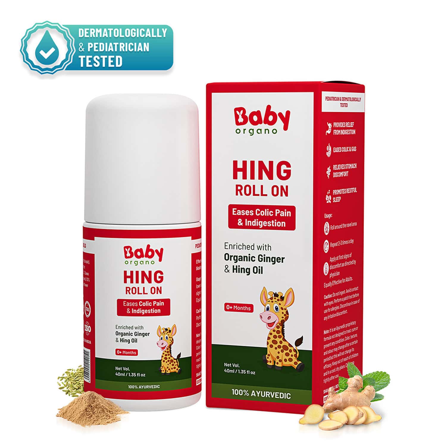 Babyorgano Best Hing Tummy Roll On For Babies And Kids - 40 Ml