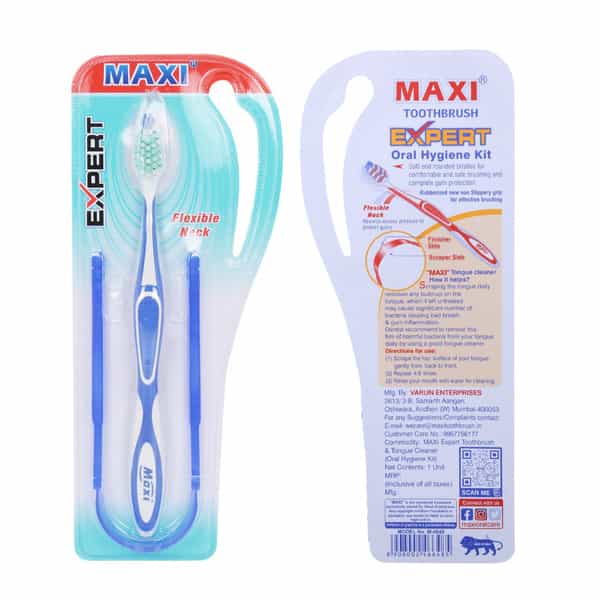 Maxi Expert Toothbrush & Tongue Cleaner-Oral Hygiene Kit (Pack Of 12)