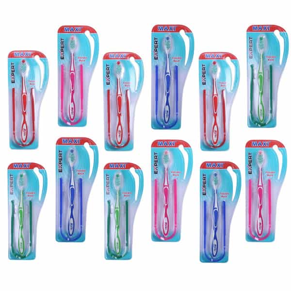 Maxi Expert Toothbrush & Tongue Cleaner-Oral Hygiene Kit (Pack Of 12)