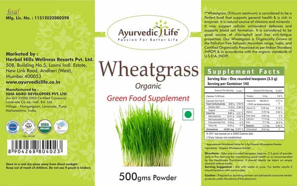Ayurvedic Life Wheatgrass Powder 500 G Value Pack Of 2