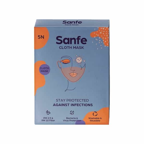 Sanfe Cloth Mask Pack Of 5 (Pack Of 2)