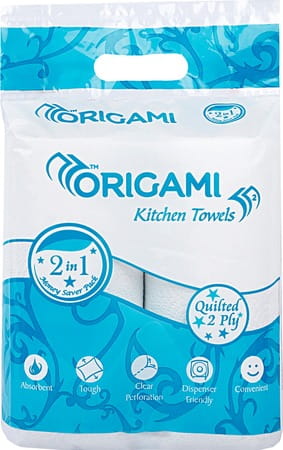 Origami Kitchen Towel Rolls / Kitchen Tissue Paper Wipes / Swipe Roll Towels - 2in1 - 2ply*60 Pulls