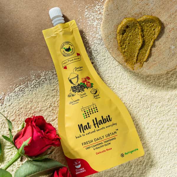 Nat Habit Fresh Delicate Rose Ubtan & Face Pack For Deep Cleansing | Tightening & Instant Glow | 40G