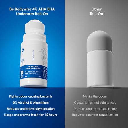 Be Bodywise 4% Aha Bha Underarm Roll On Fades Pigmentation & Reduces Odour Flora Fragrance 50 Ml