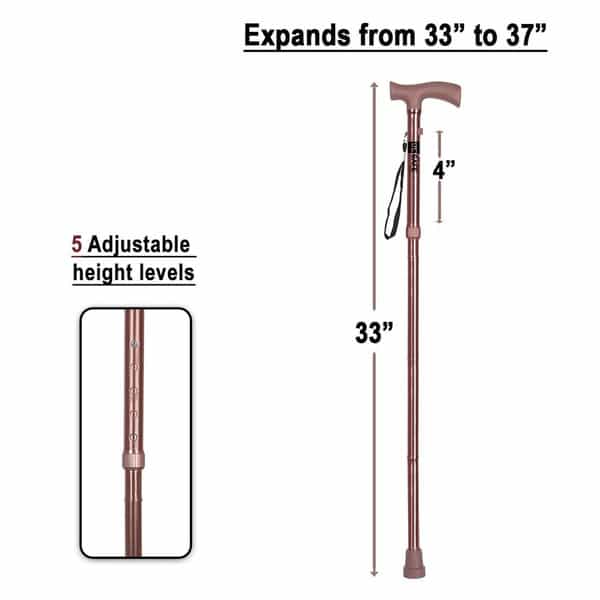 Besafe Forever Walking Stick For Patients | Unisex | Foldable | Aluminum | Bronze