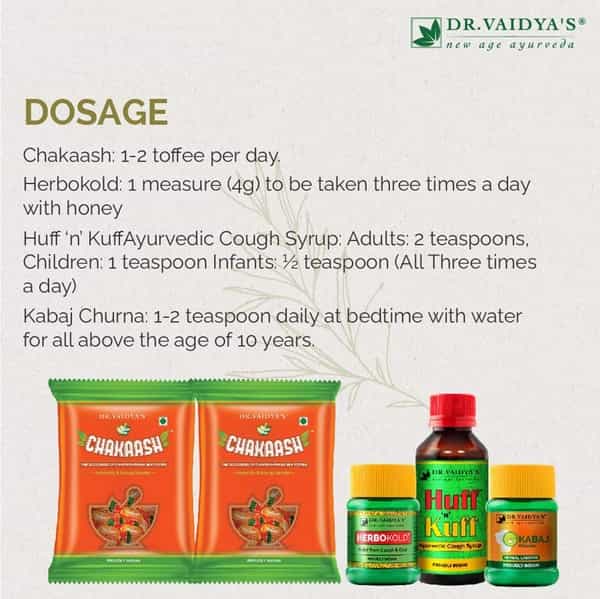Dr. Vaidya's Kids Winter Pack - Chakaash Herbokold Huff N Kuff Kadha Huff N Kuff Syrup