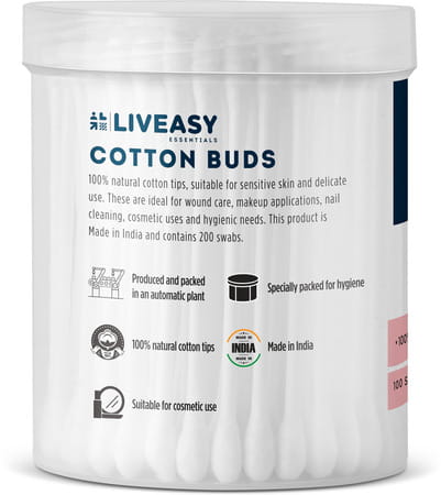 Liveasy Cotton Buds 100 Sticks/200 Swabs