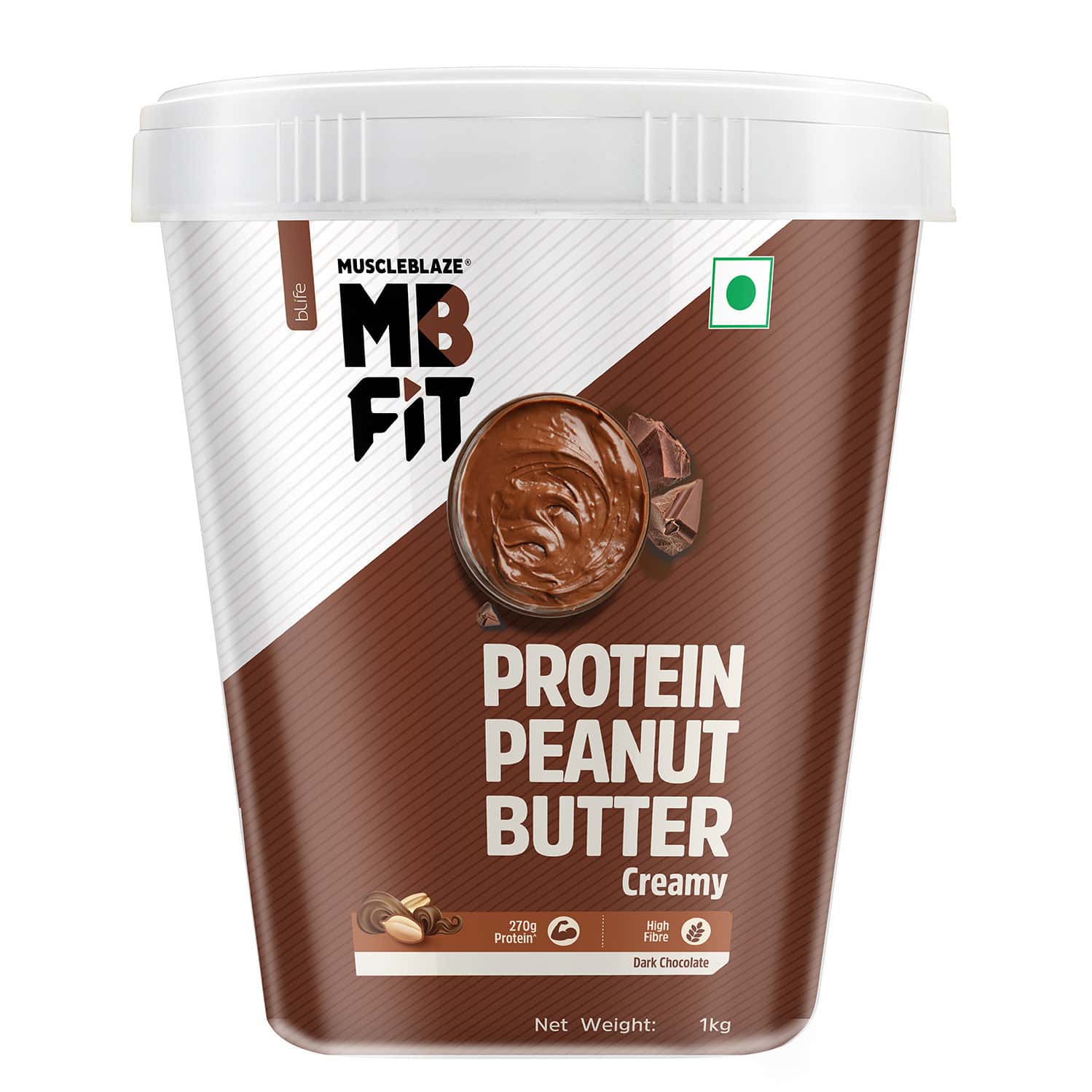 Muscleblaze Fit High Protein Peanut Butter | Creamy (dark Chocolate Spread | 1kg) | 27g Protein
