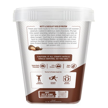 Muscleblaze Fit High Protein Peanut Butter | Creamy (Dark Chocolate Spread | 1kg) | 27g Protein