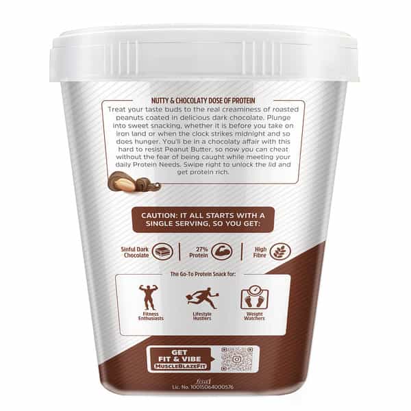 Muscleblaze Fit High Protein Peanut Butter | Creamy (Dark Chocolate Spread | 1Kg) | 27G Protein