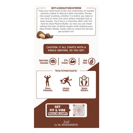 Muscleblaze Fit High Protein Peanut Butter | Creamy (Dark Chocolate Spread | 1kg) | 27g Protein