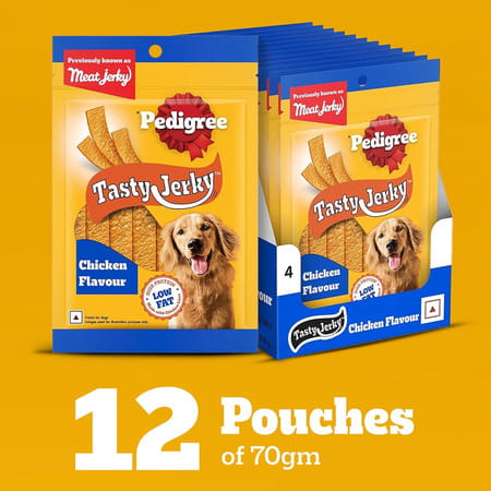 Pedigree Tasty Jerky Dog Treat | Chicken Flavour | 70 G X 12 | Jerky-Style Treats For Bonding