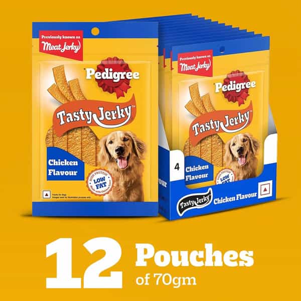 Pedigree Tasty Jerky Dog Treat | Chicken Flavour | 70 G X 12 | Jerky-Style Treats For Bonding