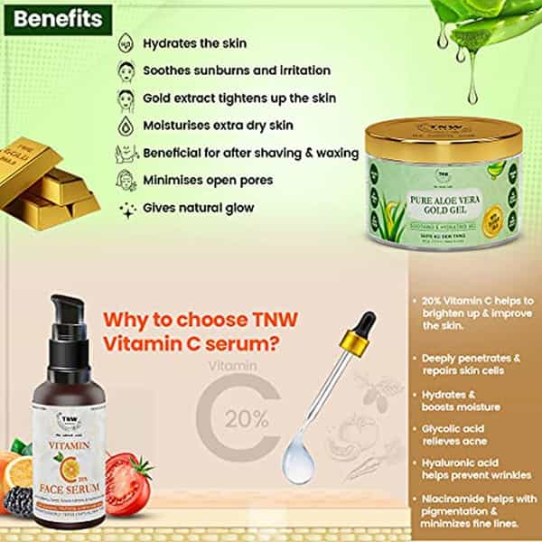 Tnw The Natural Wash Vitamin C Face Serum And Pure Aloe Vera Gold Gel
