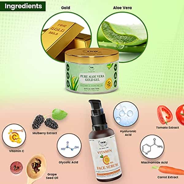 Tnw The Natural Wash Vitamin C Face Serum And Pure Aloe Vera Gold Gel