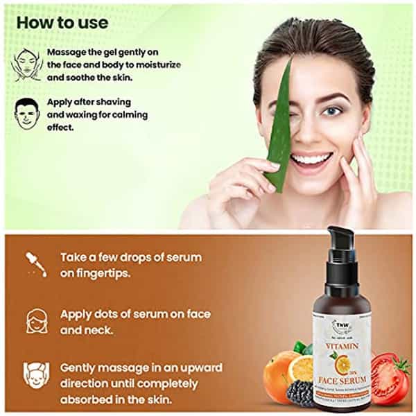 Tnw The Natural Wash Vitamin C Face Serum And Pure Aloe Vera Gold Gel