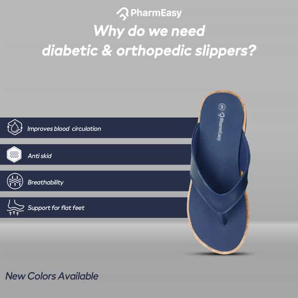 Pharmeasy Women's Diabetic & Orthopedic Slippers - Blue - Size Uk 6