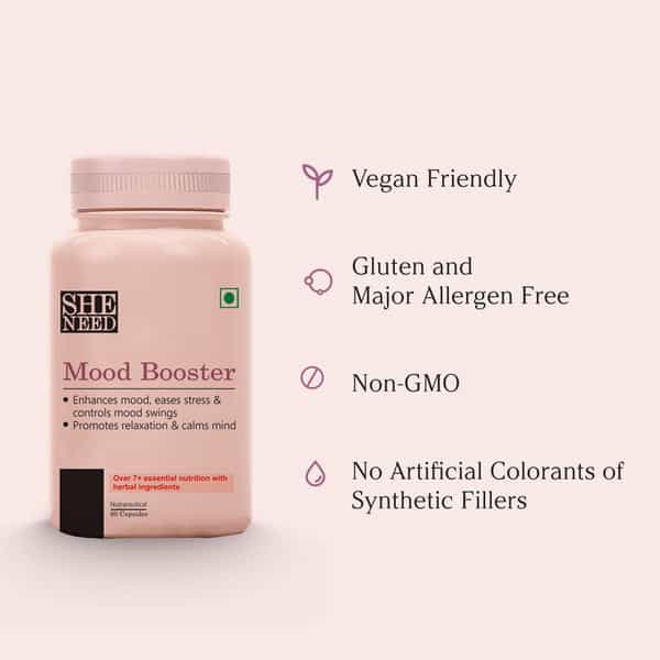 Sheneed Mood Booster Supplement-Enhance Mood | Eases Stress & Frustration - 60 Capsule